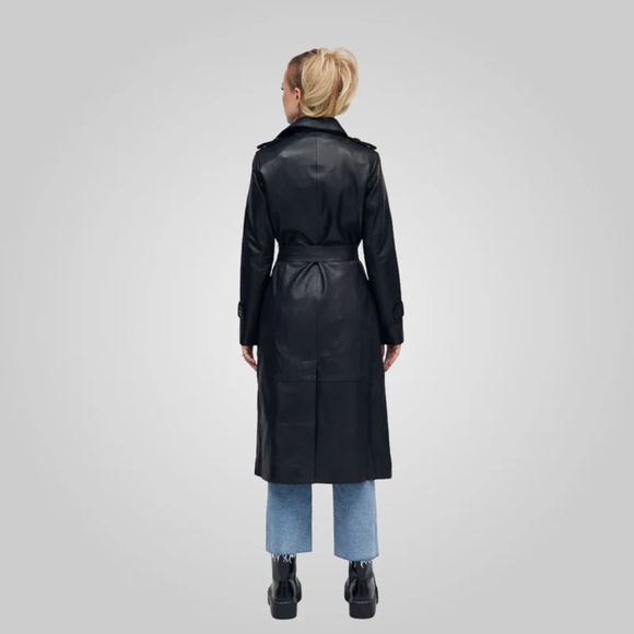 Bod & Christensen •Darcy• Full Length Leather Trench Coat - Picture 5 of 5